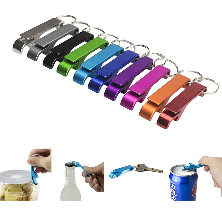 Colorful aluminum keychain bottle opener set