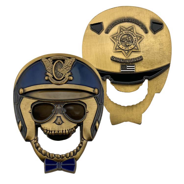 Skull coin keychain bottle opener