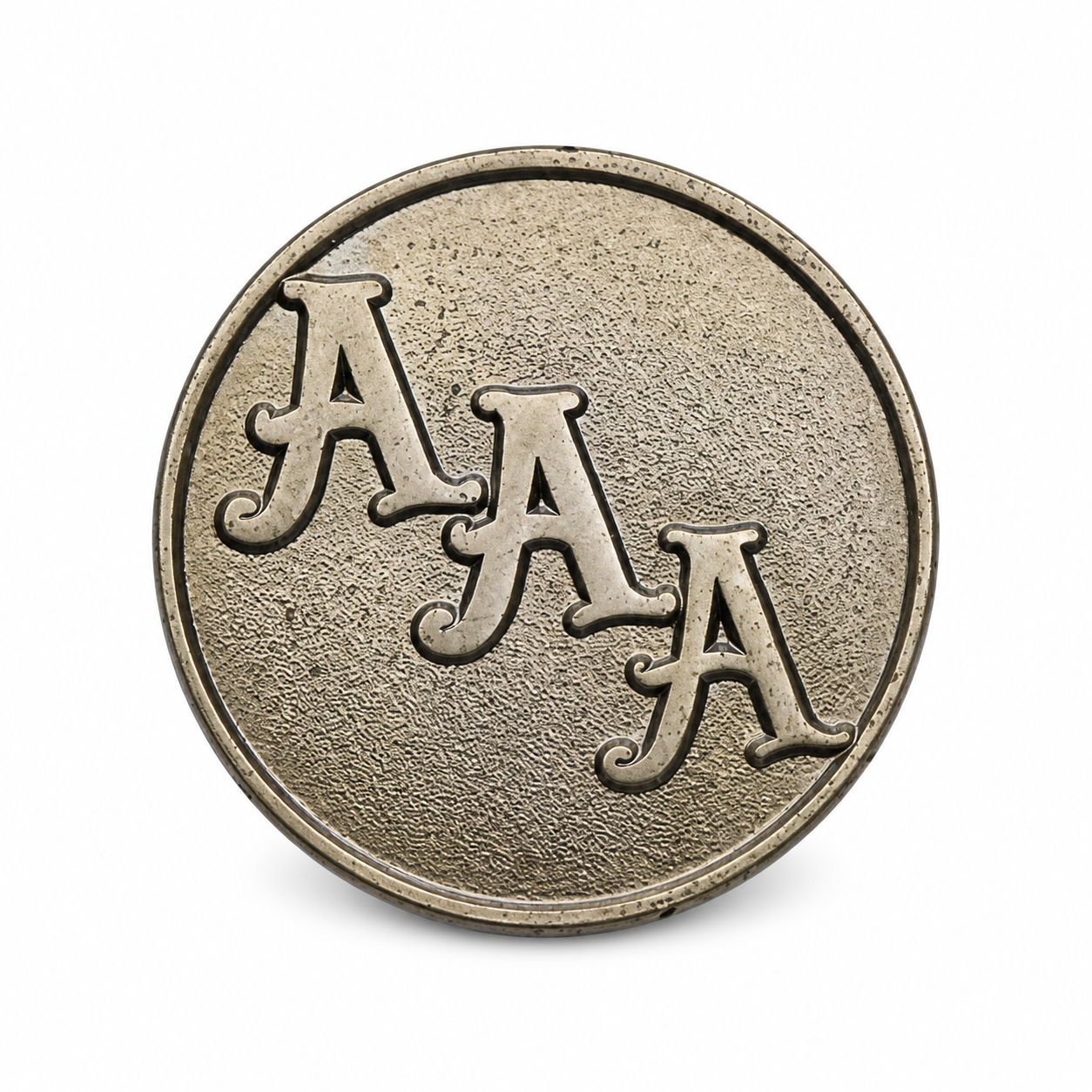 AAA antique round lapel pin