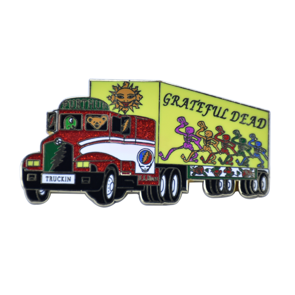Glitter tour truck printed enamel pin