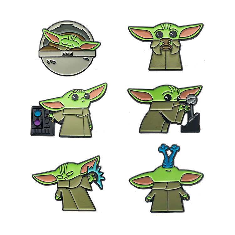 Green character soft enamel pin set