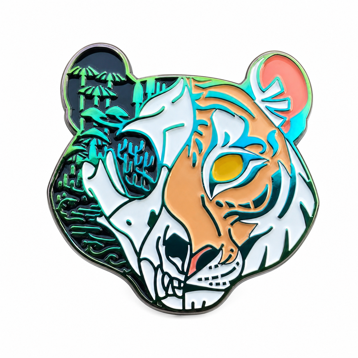 Tiger face soft enamel pin