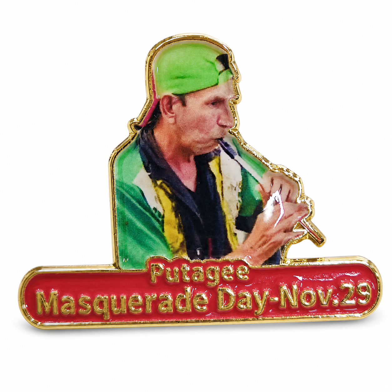 UV printed masquerade day lapel pin