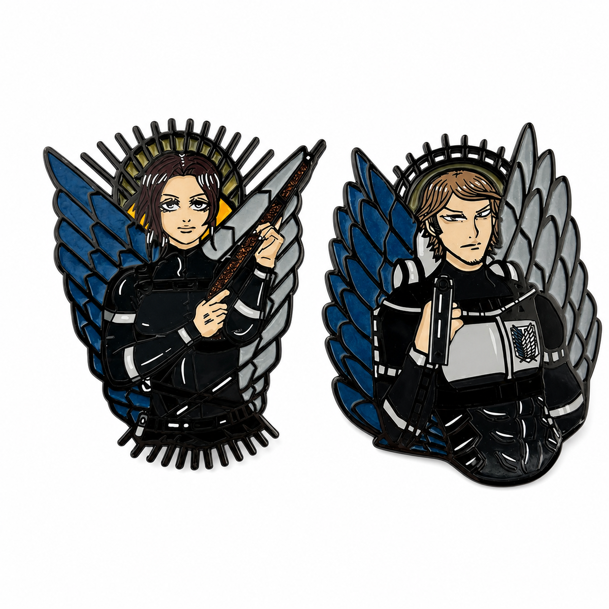 Winged anime character soft enamel pin set