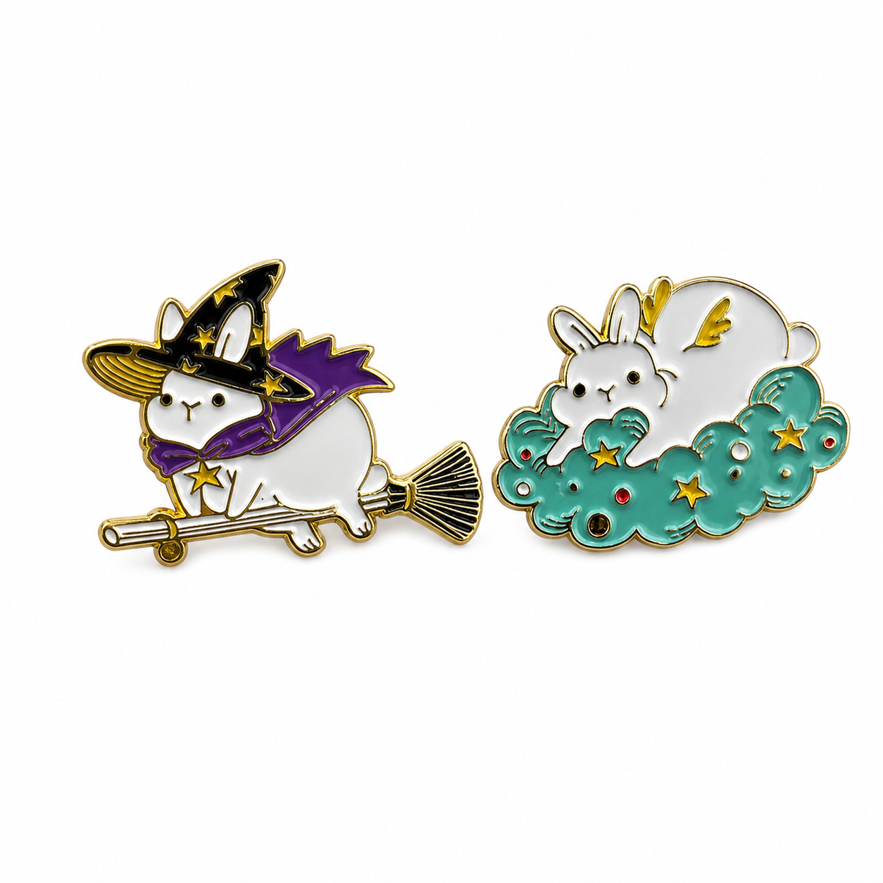 Wizard bunny soft enamel pin set